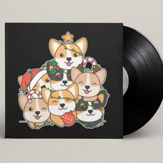 Corgi Christmas Tree Funny Animal Christmas Custom Vinyl Record Sleeves