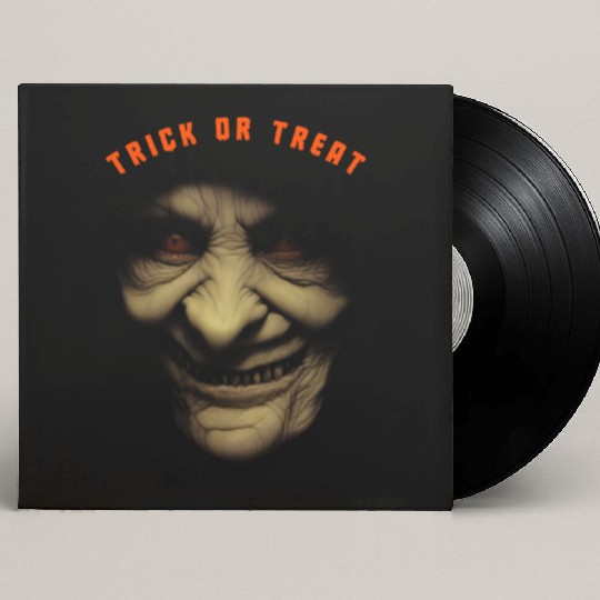 Trick Or Treat - Scary Halloween Old Witch Face Custom Vinyl Record Sleeves