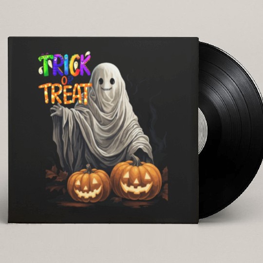 Adorable Trick or Treat Kid Ghosts With Pumpkin Custom Vinyl Record Sleeves