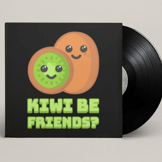 Kiwi Be Friends? Cute Kiwi Cartoon Custom Vinyl Record Sleeves