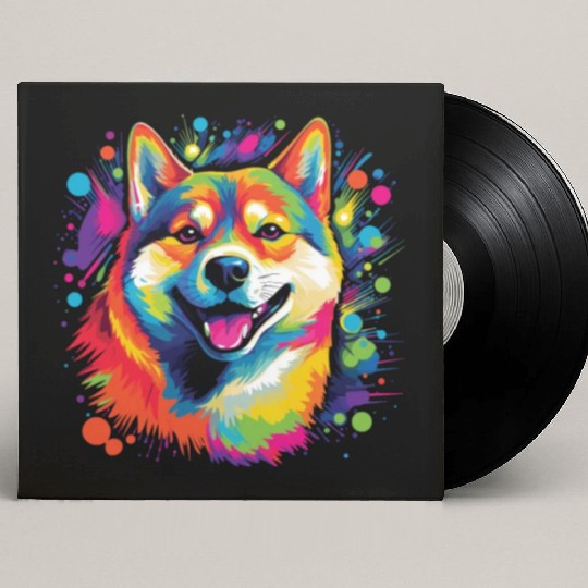 Watercolor Colorful Shiba Inu Custom Vinyl Record Sleeves