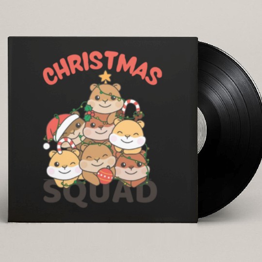 Hamster Christmas Tree Christmas Squad Hamster Custom Vinyl Record Sleeves