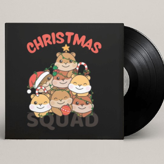Hamster Christmas Tree Christmas Squad Hamster Custom Vinyl Record Sleeves