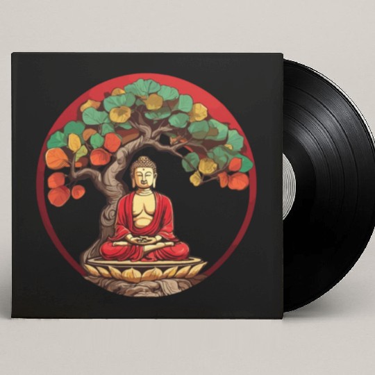 Buddha Under Reggae Colored Bodhi Tree Custom Vinyl Record Sleeves