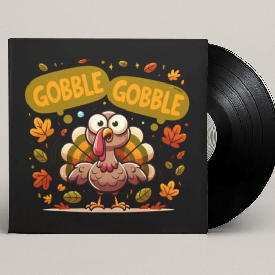 Fun Turkey Gobble Gobble for a Joyful Thanksgiving Custom Vinyl Record Sleeves