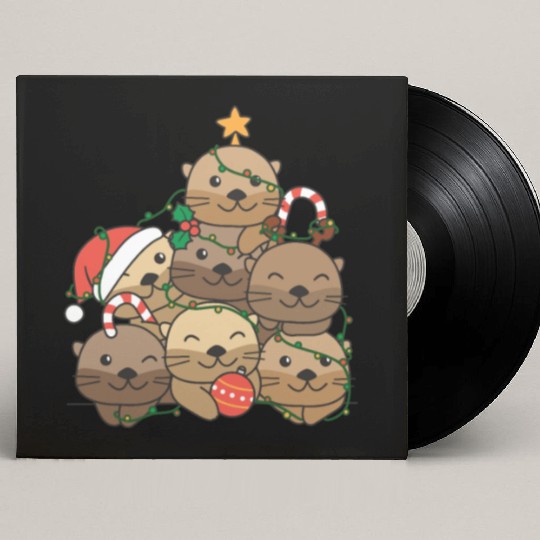 Otter Christmas Tree Funny Animal Christmas Custom Vinyl Record Sleeves