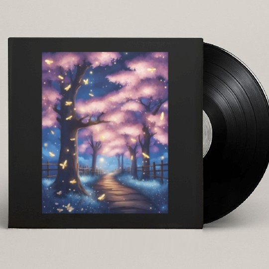 Fireflies In Cherry Blossom Trees Custom Vinyl Record Sleeves