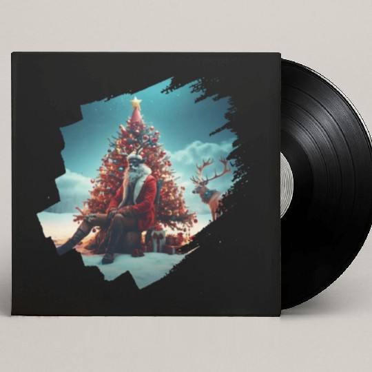 Christmas tree, Santa, gifts, and Reindeer Custom Vinyl Record Sleeves