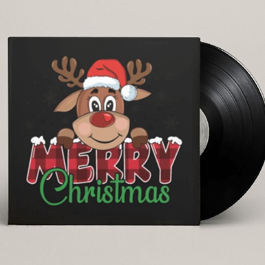 Cute Reindeer Merry Christmas Custom Vinyl Record Sleeves