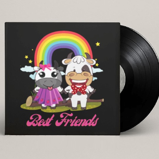 Cow Mooey Cute Strawberry Cow Best Friends Custom Vinyl Record Sleeves