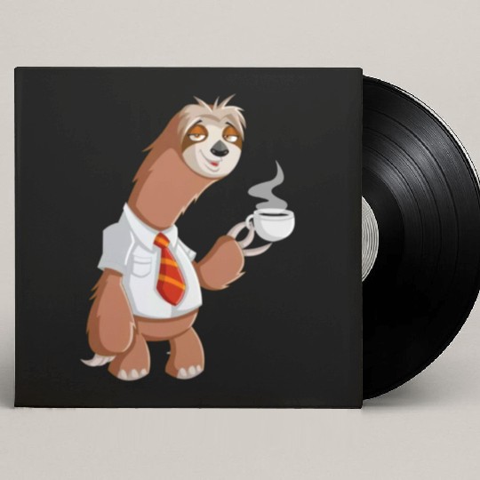 Smiling Sloth With Coffee Custom Vinyl Record Sleeves