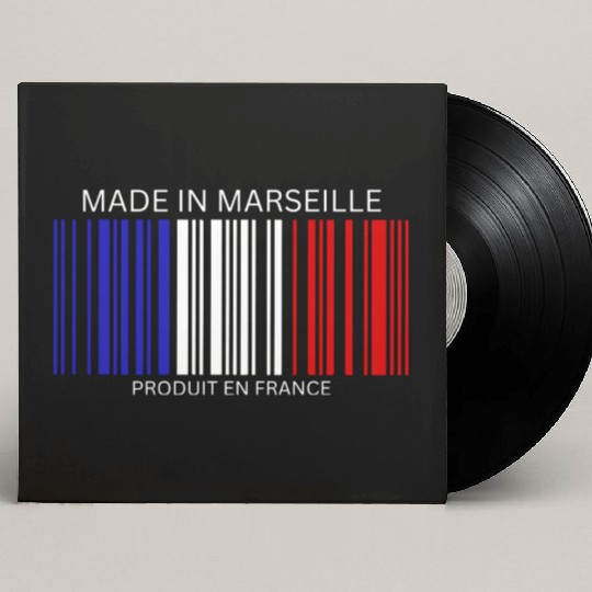 Marseille Barcode France Flag for French People Custom Vinyl Record Sleeves