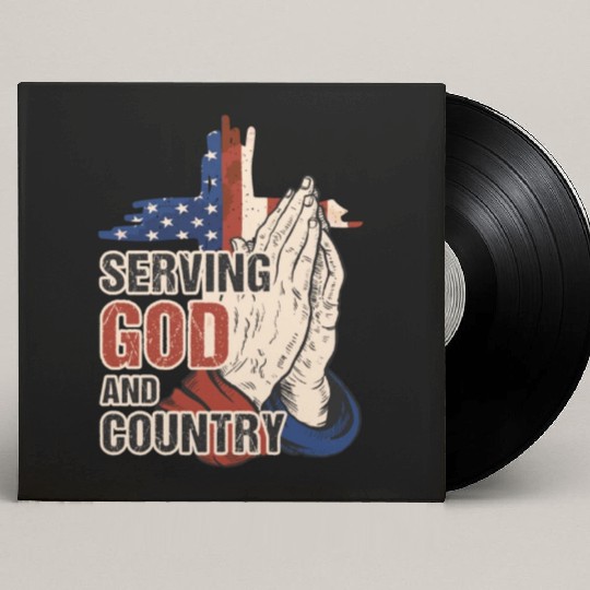 Serving God And Country US Flag Cross Patriotic Ch Custom Vinyl Record Sleeves