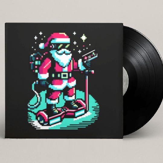 Witty 8-Bit Cyberpunk Santa Custom Vinyl Record Sleeves