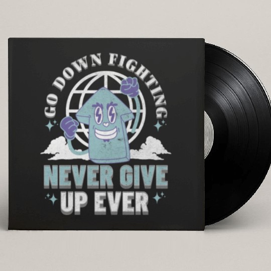 Never Give Up- Go Down Fighting Custom Vinyl Record Sleeves