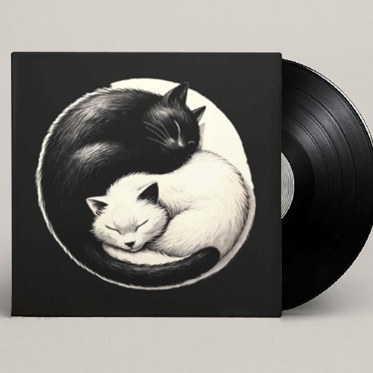 Yin and yang cats sleeping Custom Vinyl Record Sleeves