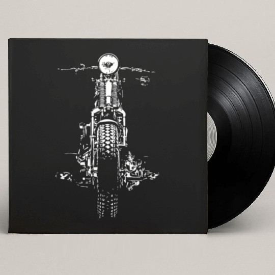 Retro Ride: Vintage Hand-Painted Motorcycle Design Custom Vinyl Record Sleeves