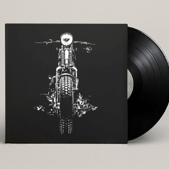 Retro Ride: Vintage Hand-Painted Motorcycle Design Custom Vinyl Record Sleeves