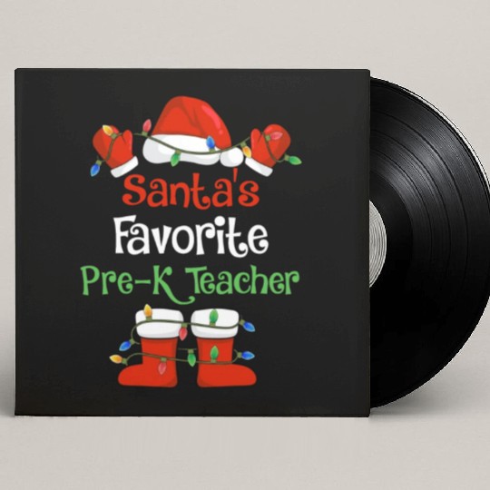 Santa's Favorite Pre K Teacher Funny Christmas Custom Vinyl Record Sleeves
