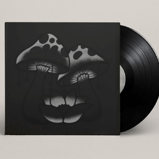 Two Mushrooms with Stars and a Lotus Custom Vinyl Record Sleeves