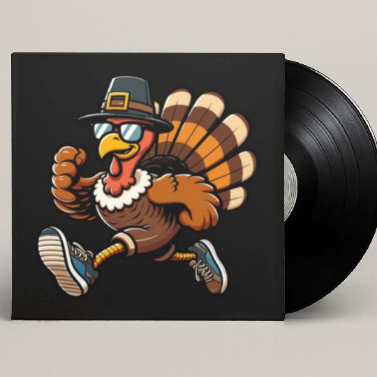 Running Turkey- Turkey Trot Running Thanksgiving Custom Vinyl Record Sleeves
