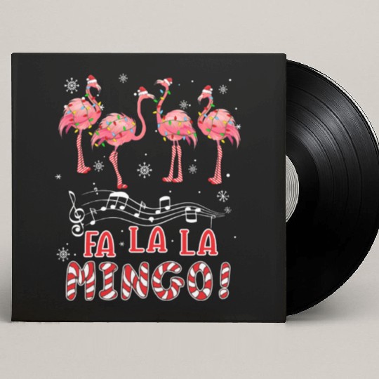 Candy Cane Flamingoes Fa La La Mingo Flamingo Custom Vinyl Record Sleeves