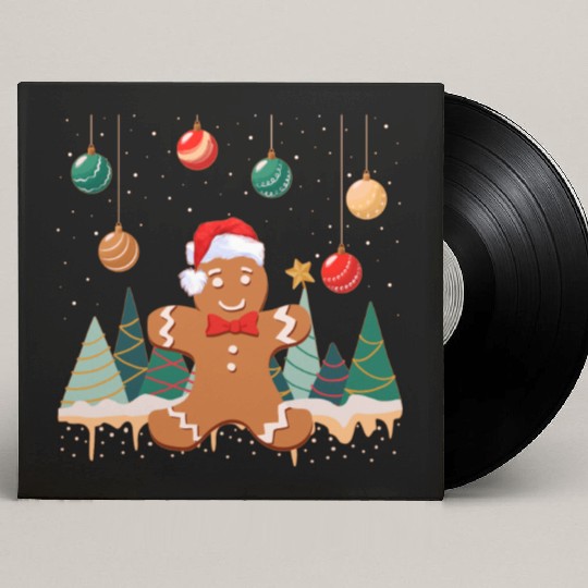 Gingerbread Man Cookie Snowy Christmas Ornaments Custom Vinyl Record Sleeves