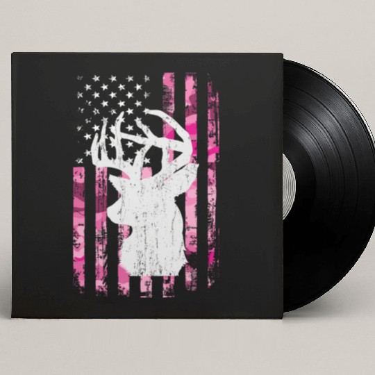 Deer Hunting Camo Pink Camouflage American Flag Custom Vinyl Record Sleeves