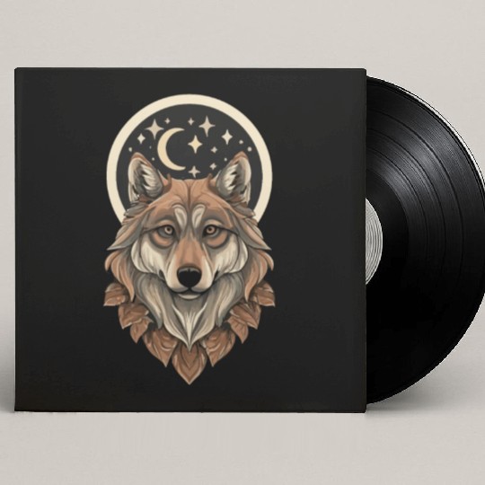 Wolf Moon Stars Design Custom Vinyl Record Sleeves