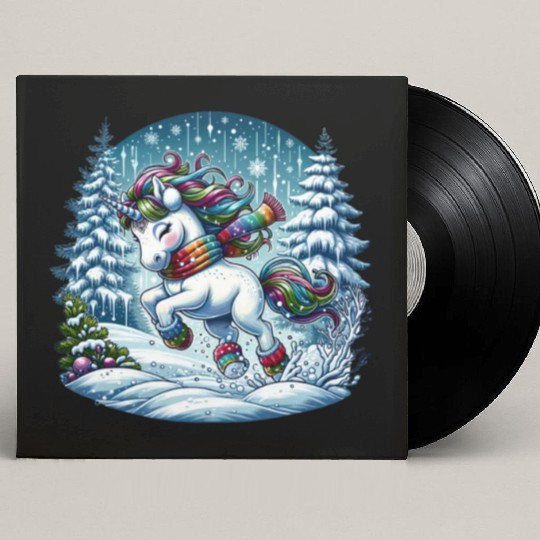 Unicorn in a Winter Wonderland Custom Vinyl Record Sleeves