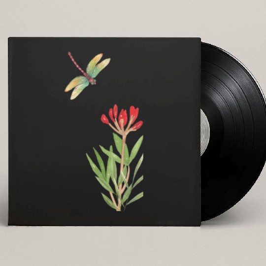 dragonfly flying over a plant Custom Vinyl Record Sleeves