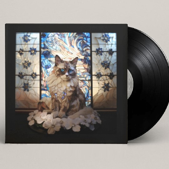 Ragdoll cat in stained glass Custom Vinyl Record Sleeves