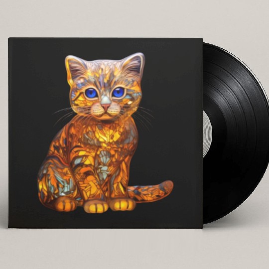 Stained Glass Scottish Fold kitten Custom Vinyl Record Sleeves