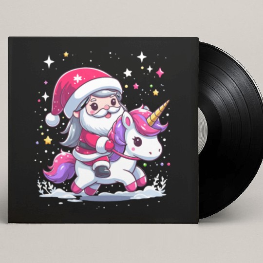 Santa Claus and Unicorn Custom Vinyl Record Sleeves