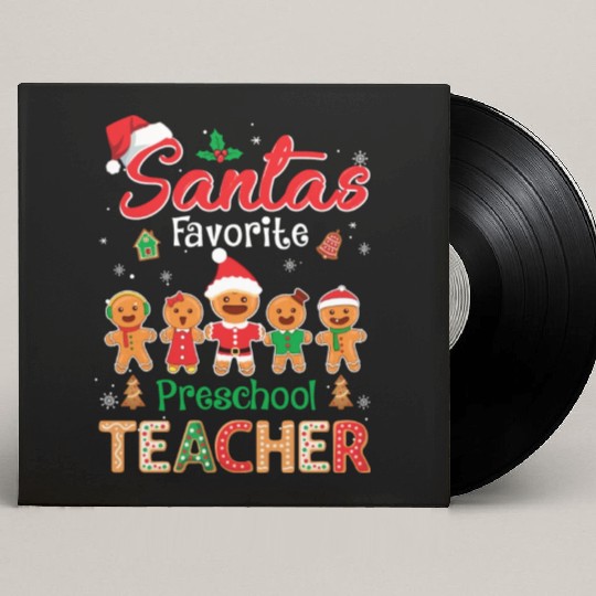 Santa s Favorite Preschool Teacher Cookie Xmas Hat Custom Vinyl Record Sleeves