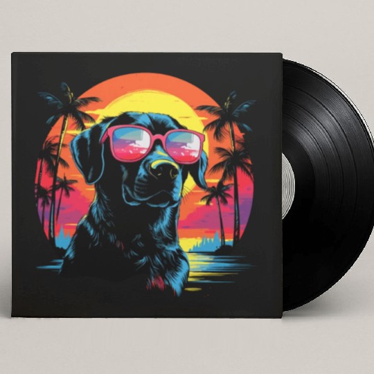 Retro Wave Labrador Dog Custom Vinyl Record Sleeves