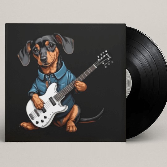 Music PawsCool Dachshund Jamming on Guitar Custom Vinyl Record Sleeves