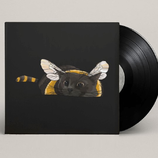Fuzzy Little Bumblebee Kitty Custom Vinyl Record Sleeves