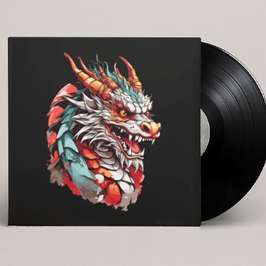 Chinese Dragon Head Custom Vinyl Record Sleeves design
