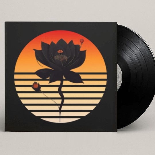 Black rose with sunset colors Custom Vinyl Record Sleeves
