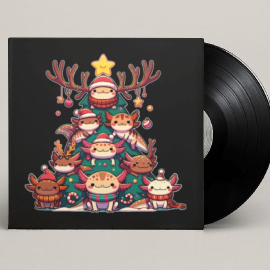 Axolotl Christmas Tree Merry Christmas Custom Vinyl Record Sleeves