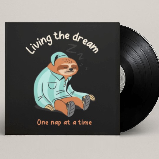 Living the dream one nap at a time, sleepy sloth Custom Vinyl Record Sleeves