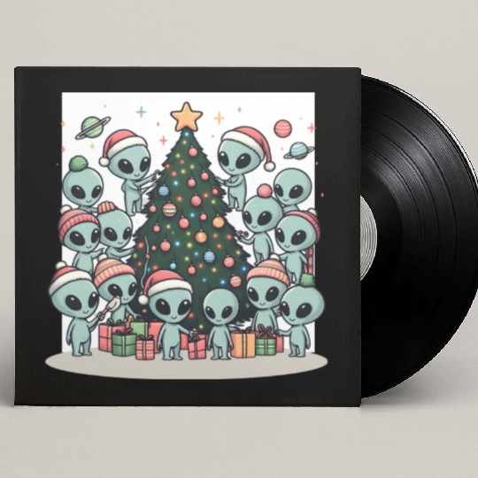 Aliens Christmas tree Custom Vinyl Record Sleeves