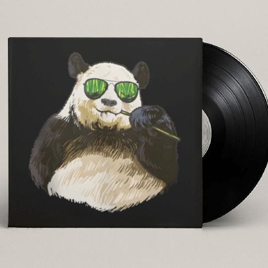 Chilling Panda Eating Bamboo Bear Custom Vinyl Record Sleeves