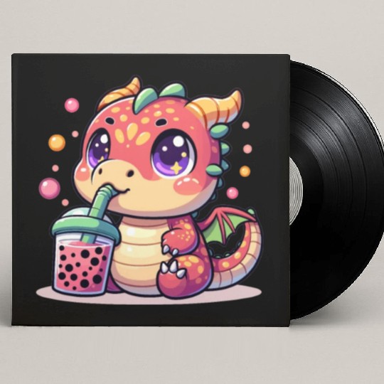 Boba Tea Dragon Kawaii Custom Vinyl Record Sleeves