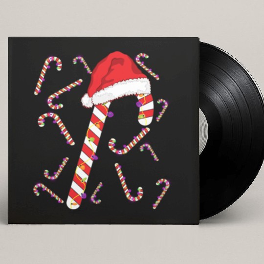 xmas lights and candies CANDY cane xmas day Custom Vinyl Record Sleeves