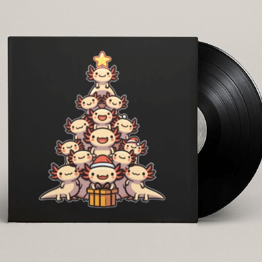 Axolotl Christmas Tree Merry Christmas Custom Vinyl Record Sleeves