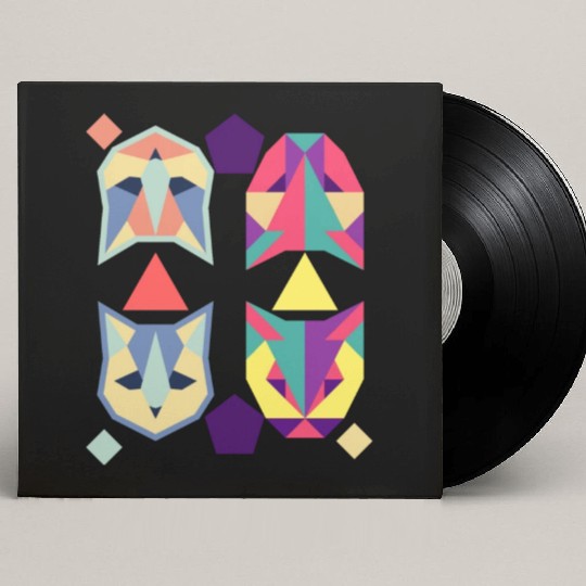 Geometric Cats Bat Retro abstract Custom Vinyl Record Sleeves