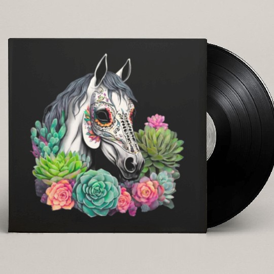 Horse Succulent Sugar Skull Custom Vinyl Record Sleeves