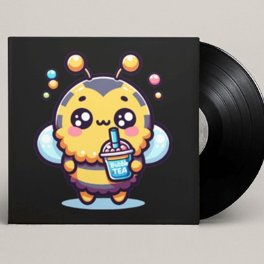 Adorable Kawaii Bee Cute Animal Boba Tea Bubble Custom Vinyl Record Sleeves